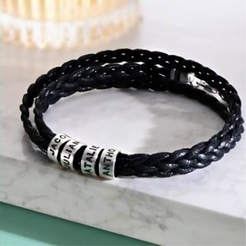 Pulseira em Couro com Gravação a Laser Personalizável™ - 30% OFF com Frete Grátis, Só Hoje!