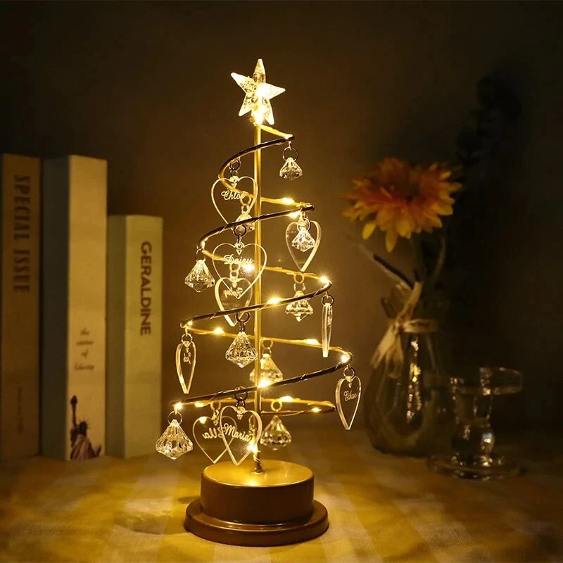 Árvore de Natal de Cristal Personalizada com Led Família Amada - Só Hoje com 45% OFF e Frete Grátis