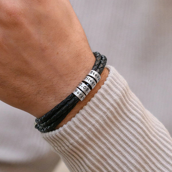 Pulseira em Couro com Gravação a Laser Personalizável™ - 30% OFF com Frete Grátis, Só Hoje!