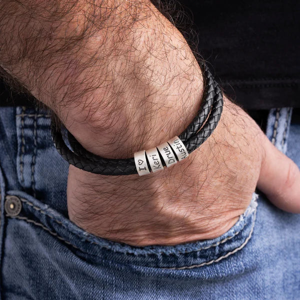 Pulseira em Couro com Gravação a Laser Personalizável™ - 30% OFF com Frete Grátis, Só Hoje!