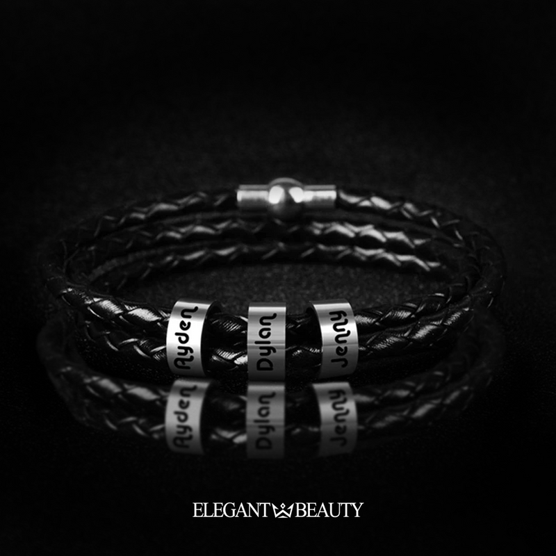 Pulseira em Couro com Gravação a Laser Personalizável™ - 30% OFF com Frete Grátis, Só Hoje!