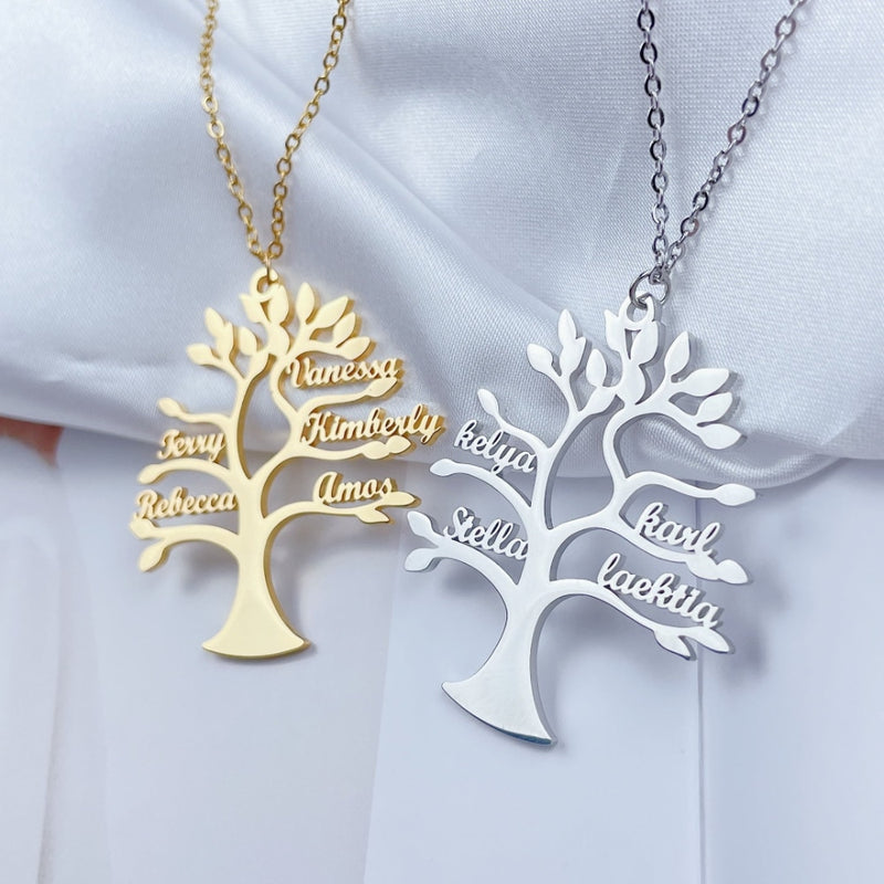 Colar Árvore da vida Personalizável - Grave o nome da sua família - Em aço inoxidável