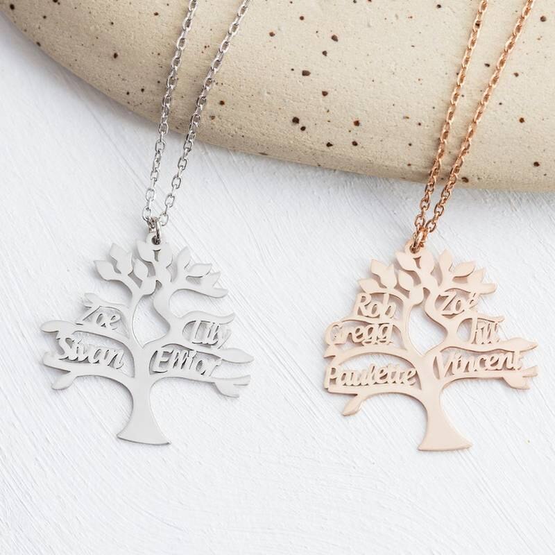 Colar Árvore da vida Personalizável - Grave o nome da sua família - Em aço inoxidável