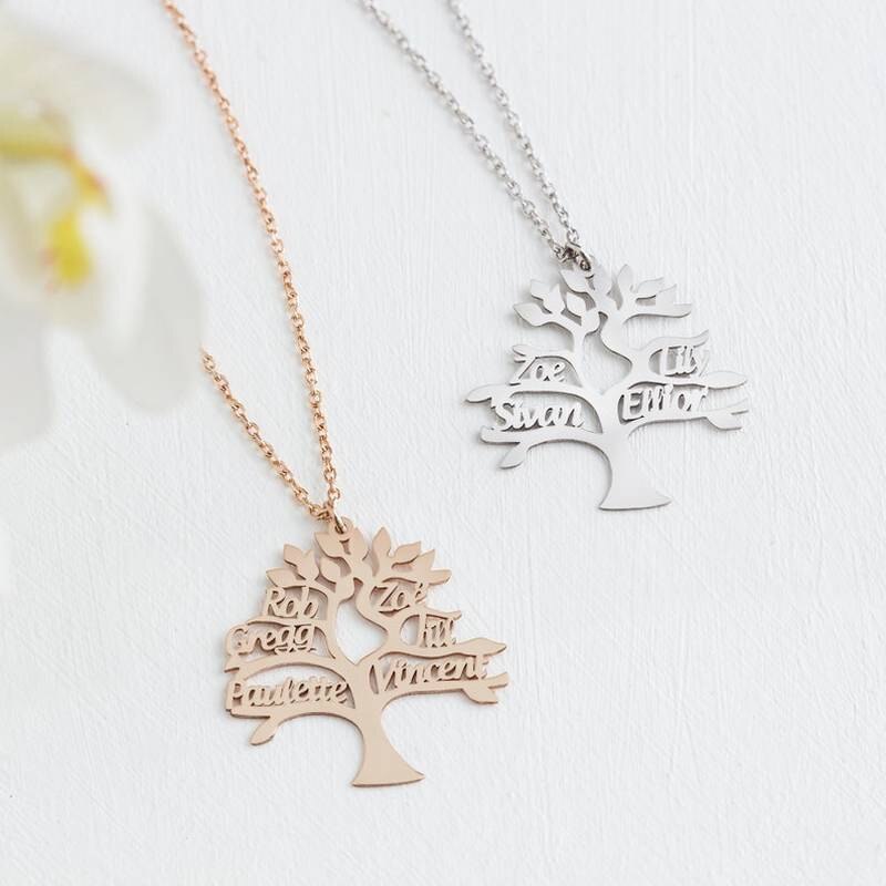 Colar Árvore da vida Personalizável - Grave o nome da sua família - Em aço inoxidável