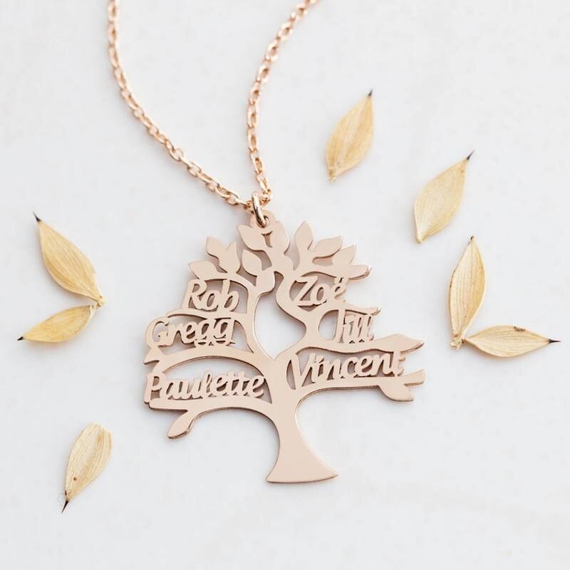 Colar Árvore da vida Personalizável - Grave o nome da sua família - Em aço inoxidável